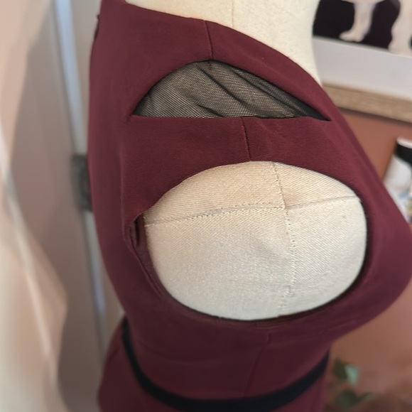 La Pina David Helwani Burgundy body con Peek-a-boo XS Sleeveless Sheath Dress - Picture 8 of 15